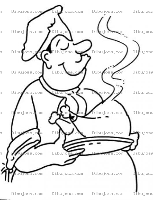 Dibujo para colorear Chef Con Pollo Horneado Dibujo D Eun Cocinero De Pollos Con Un Delicioso Pollito Asado Para Pintar Y Colorear Pollo Estofado