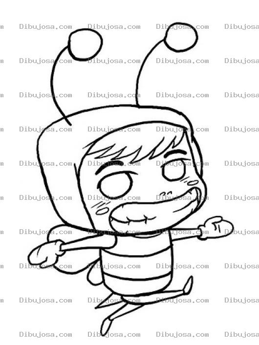 Dibujo para colorear Nino Con Disfraz De Abejita Para Pintar Y Colorear