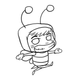 Dibujo para colorear Nino Con Disfraz De Abejita Para Pintar Y Colorear