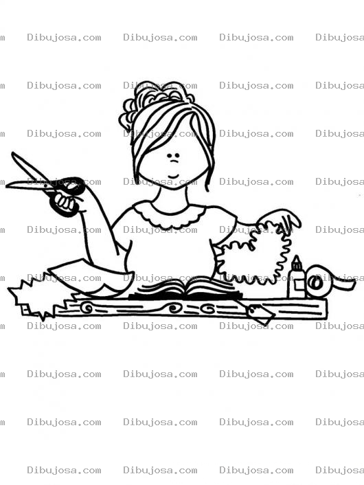 Dibujo para colorear Colorear mama con tijeras