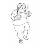 Dibujo para colorear Boxeadora Dibujo De Una Gordita Con Guantes De Box Y Fumando Un Cigarrillo Para Colorear