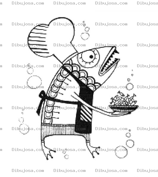 Dibujo para colorear Pescadochef Dibujo De Pez Cocinero Para Colorear Pescado Cocinando Pescaditos