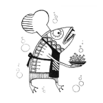 Dibujo para colorear Pescadochef Dibujo De Pez Cocinero Para Colorear Pescado Cocinando Pescaditos