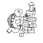 Dibujo para colorear Dibujo De Tortuga Jugando Trocitos Para Pintar Y Colorear