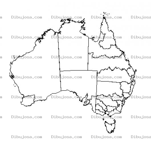 Dibujo para colorear Mapa De Australia Para Pintar Y Colorear