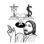 Dibujo para colorear Mateo 6:24 Ninguno Puede Servir A Dos Senores .. No Podeis Servir A DIOS Y A Las Riquezas Dibujo Biblico De Mateo6:24 Para Pintar Y Colorear