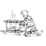 Dibujo para colorear Pincho De Carne Asada Para Pintar Y Colorear Asado En Fogata