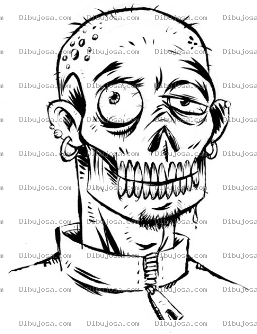 Dibujo para colorear Dibujo De Zombi Para Pintar Y Colorear Hombre Medio Muerto