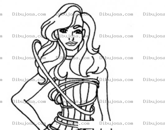 Dibujo para colorear Dibujo De Mujer Enredada Con Una Cuerda Para Colorear