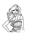 Dibujo para colorear Dibujo De Mujer Enredada Con Una Cuerda Para Colorear