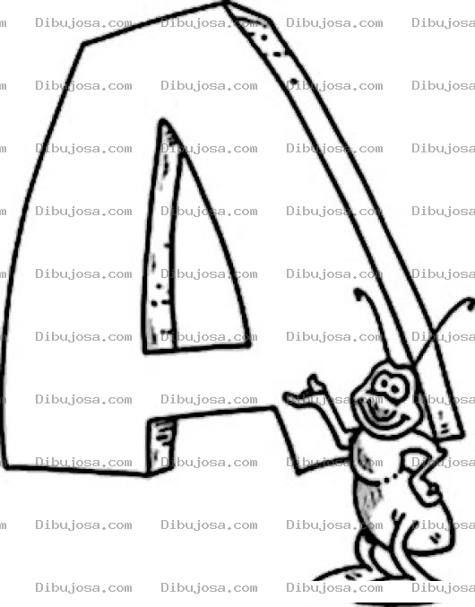 Dibujo para colorear Hormiga En Ingles Se Dice Ant Dibujo De Una Hormiga Con La Letra A Para Pintar Y Colorear