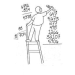 Dibujo para colorear La Gran Suma Dibujo De Un Maestro Sumando Numeros Con Escalera Para Pintar Y Colorear Una Sumota De Numeros