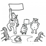Dibujo para colorear Manifestacion De Animales Dibujo De Animales En Huelga Para Pintar Y Colorear Huelga De Animales Manifestanto Inconformes