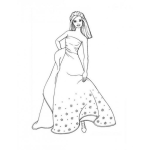 Dibujo para colorear Barbie con vestido de floresitS