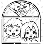 Dibujo para colorear Nieve Cayendo Dibujo De Hermanitos Viendo Nevar En Navidad Desde Una Ventana Para Pintar Y Colorear