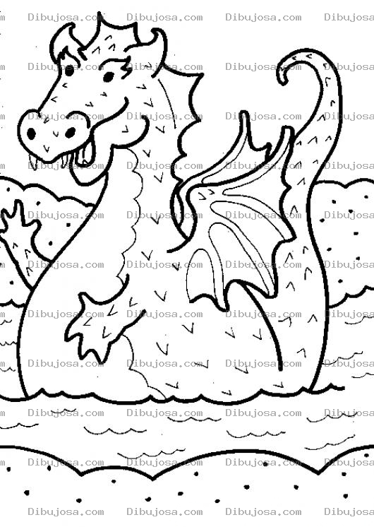 Dibujo para colorear Dragon De Mar Para Pintar Y Colorear