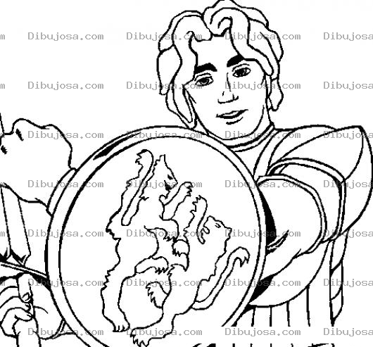 Dibujo para colorear Principe Con Escudo Para Pintar Y Colorear