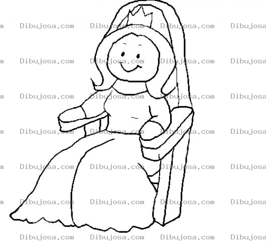 Dibujo para colorear Dibujo De Reina Sentada En Su Trono Para Pintar Y Colorear