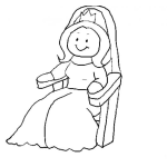 Dibujo para colorear Dibujo De Reina Sentada En Su Trono Para Pintar Y Colorear