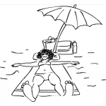 Dibujo para colorear Dibujo De Mujer Acostada En La Playa Tomando El Sol Para Pintar Y Colorear