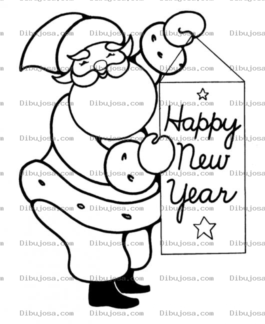 Dibujo para colorear Feliz Ano Nuevo Dibujo De Santa Claus Deseando Un Feliz Y Prospero Ano Nuevo Para Colorear
