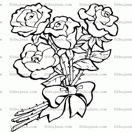 Dibujo para colorear Dibujo De 4 Rosas Rojas Para Pintar Y Colorear