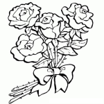 Dibujo para colorear Dibujo De 4 Rosas Rojas Para Pintar Y Colorear