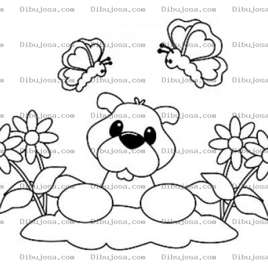 Dibujo para colorear Topo En Jardin Para Colorear