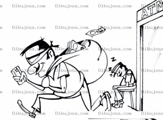 Dibujo para colorear Dibujo De Ladron De Cajero Automatico Para Pintar Y Colorear