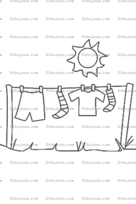 Dibujo para colorear Colorear Ropa Colgada En Lazo Secandoce En El Sol
