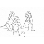Dibujo para colorear Chicas En Piscina Para Pintar Y Colorear Dibujo De Tres Mujeres En Una Picina