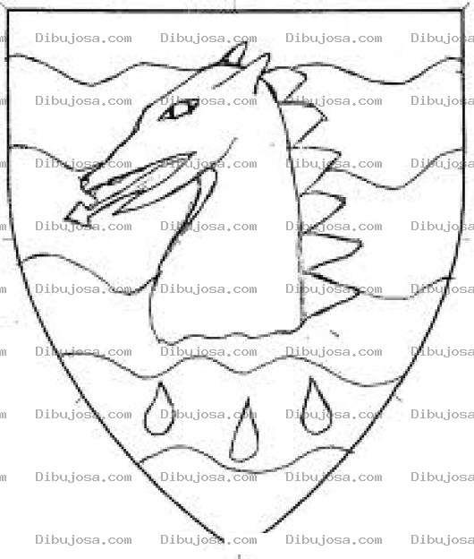 Dibujo para colorear Dibujo De Escudo Con Cabeza De Dragon Para Colorear