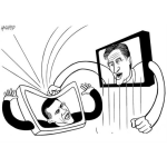 Dibujo para colorear Obama Y Romney Peleando En Television Para Colorear