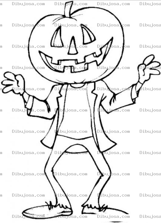 Dibujo para colorear Dibujo De Hombre Con Cabeza De Calabaza Para Pintar Y Colorear