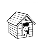 Dibujo para colorear Dibujo De Perro En Su Casita Para Pintar Y Colorear