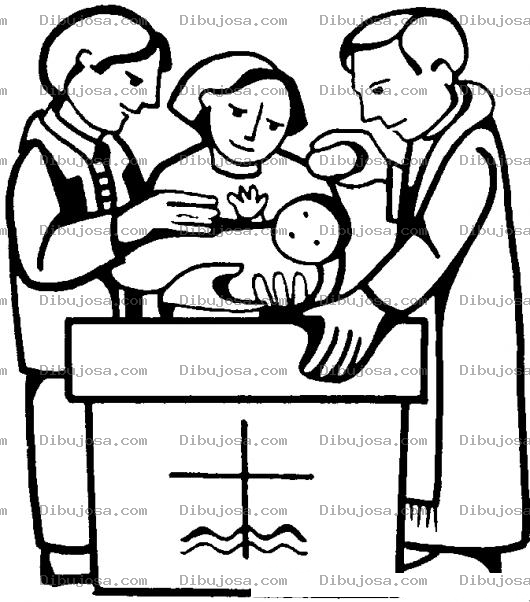 Dibujo para colorear Bautismo Catolico Dibujo De Bebe Bautizado En Una Iglesia Catolica Para Pintar Y Colorear Un Padre Bautizando A Un Bebe