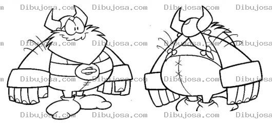 Dibujo para colorear Dibujo De Vikingo Viendo A Una Vikinga Por Detras Para Pintar Y Colorear