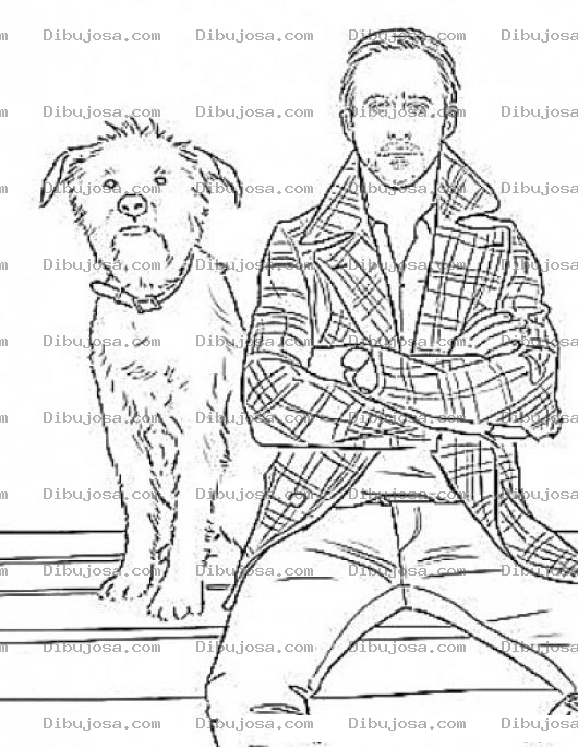 Dibujo para colorear El Mejor Amigo Del Hombre Dibujo De Un Hombre Con Su Perro Para Pintar Y Colorear