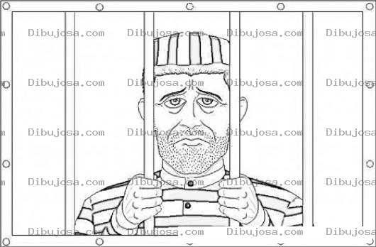 Dibujo para colorear Dibujo De Preso Tras Las Rejas Para Pintar Y Colorear A Un Prisionero En La Carcel