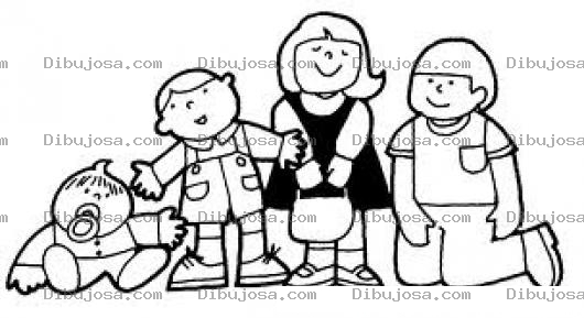 Dibujo para colorear 4 Hermanitos Paa Colorear