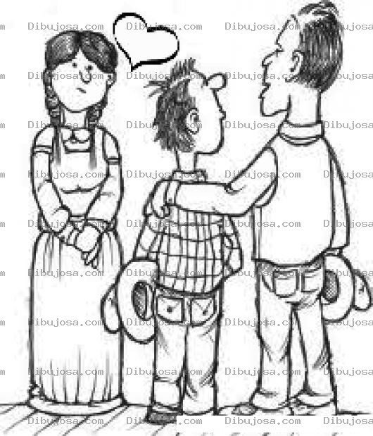 Dibujo para colorear Suegro Celoso Aconsejando A Su Yerno Y Advirtiendole De Tratar Muy Bien A Su Hijita Para Pintar Y Colorear Papa Protector E Hija Enamorada