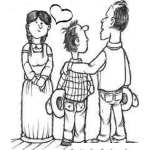 Dibujo para colorear Suegro Celoso Aconsejando A Su Yerno Y Advirtiendole De Tratar Muy Bien A Su Hijita Para Pintar Y Colorear Papa Protector E Hija Enamorada