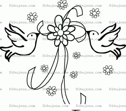 Dibujo para colorear Palomas De Boda Para Pintar Y Colorear