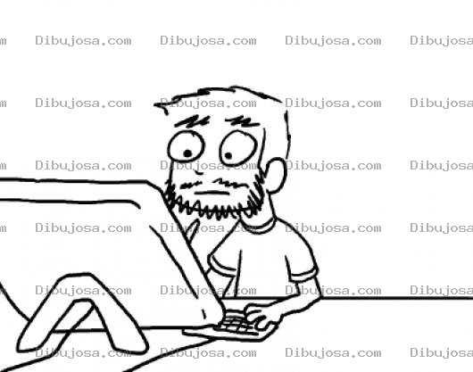 Dibujo para colorear Dibujo De Programador Barbudo Para Pintar Y Colorear