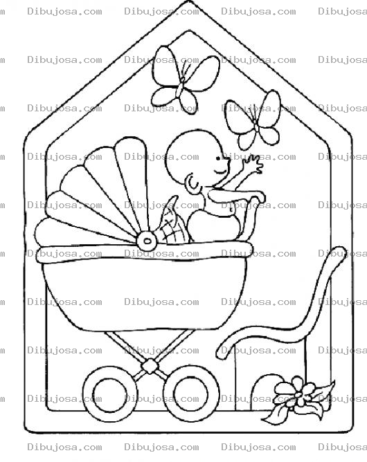 Dibujo para colorear Dibujo De Baby Shower Para Pintar Y Colorear Bebe En Carruaje