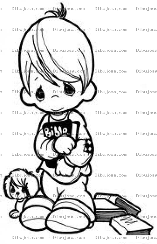 Dibujo para colorear La Biblia En Precious Moments Para Colorear Nino Evangelico