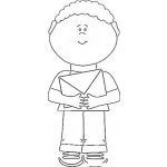 Dibujo para colorear Negrito De Precious Moments Con Un Sobre Para Pintar Y Colorear