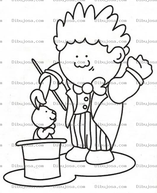 Dibujo para colorear Dibujo De Un Mago Sacando Un Conejo De Un Sobrero Para Pintar Y Colorear