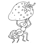 Dibujo para colorear Dibujo De Una Hormiga Cargando Una Fresa Para Pintar Y Colorear