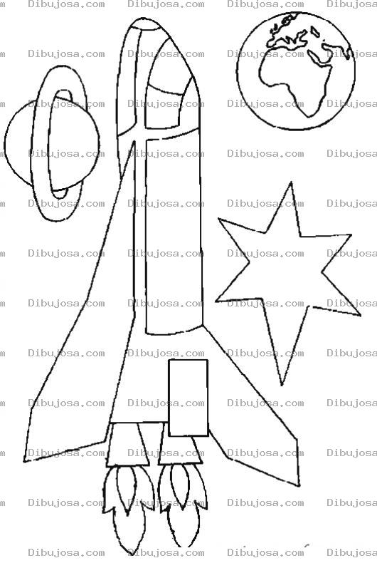Dibujo para colorear Dibujo De Cohete Espacial De La Nasa Para Pintar Y Colorear Transbordador En El Espacio